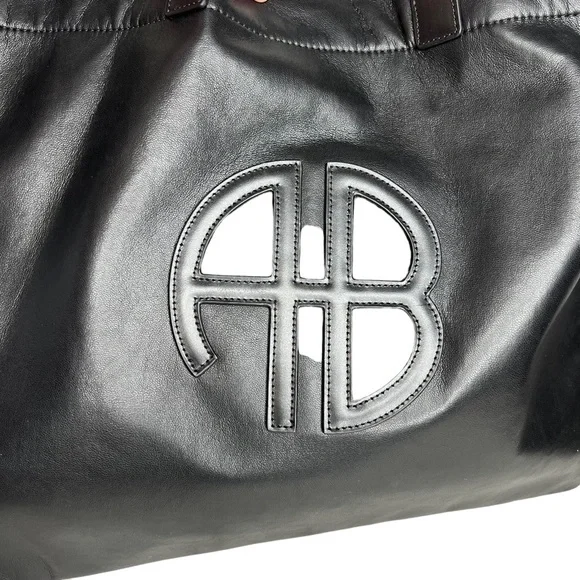 Anine Bing Black Large Recycled Leather Rio Tote - Picture 7 of 11